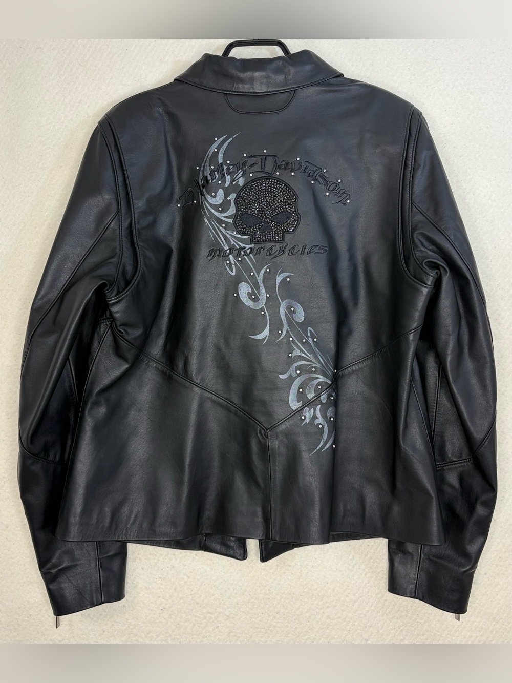 Rare! Harley Davidson’s WillieG Skull & Swarovski Crystal Leather Jacket Size XL
